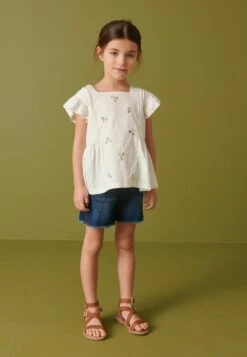 Next Frill Sleeve - T-Shirt Print - White Embroidered Floral